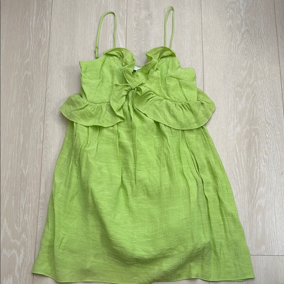Lush Lime Bright Green Ruffled Sleeveless Sundress - Picture 2 of 7